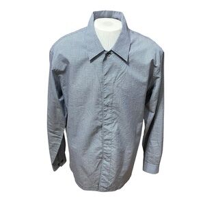Armani Collezioni Men’s Large Blue Checkered Button-Up Shirt Made in Italy